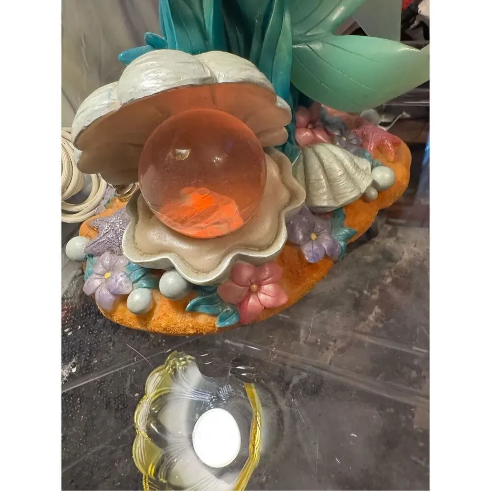 Vintage 2004 Disney Little Mermaid Ariel Seaflower Serenade Lamp W/ Night-light